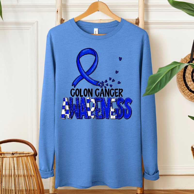 AWARENESS COLON CANCER BLK|Pocket 4″|Infant 6″|Toddler 7″|Youth 8.5″|Adult 11″|Adult 12″