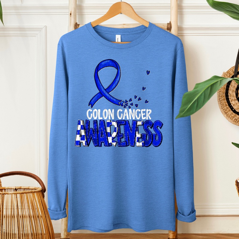 AWARENESS COLON CANCER WHITE|Pocket 4″|Infant 6″|Toddler 7″|Youth 8.5″|Adult 11″|Adult 12″