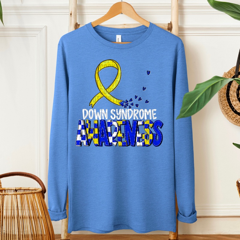 AWARENESS DOWN SYNDROME WHITE|Pocket 4″|Infant 6″|Toddler 7″|Youth 8.5″|Adult 11″|Adult 12″