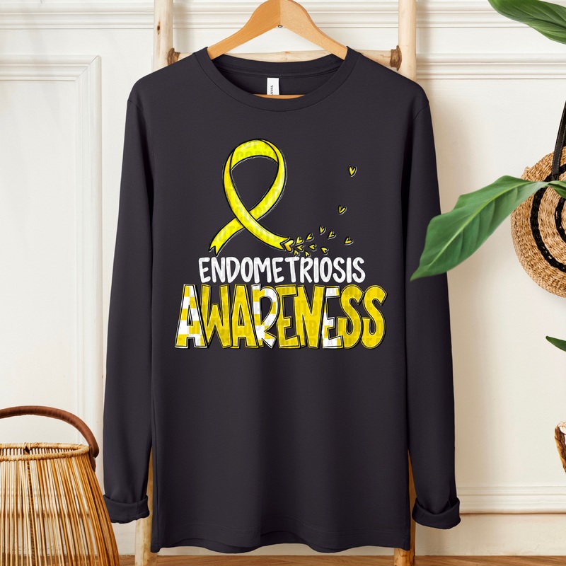 AWARENESS ENDOMETRIOSIS WHITE|Pocket 4″|Infant 6″|Toddler 7″|Youth 8.5″|Adult 11″|Adult 12″