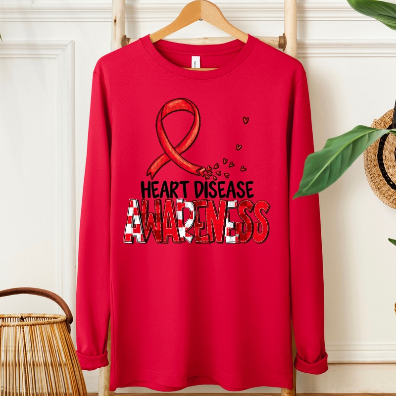 AWARENESS HEART DISEASE BLK|Pocket 4″|Infant 6″|Toddler 7″|Youth 8.5″|Adult 11″|Adult 12″