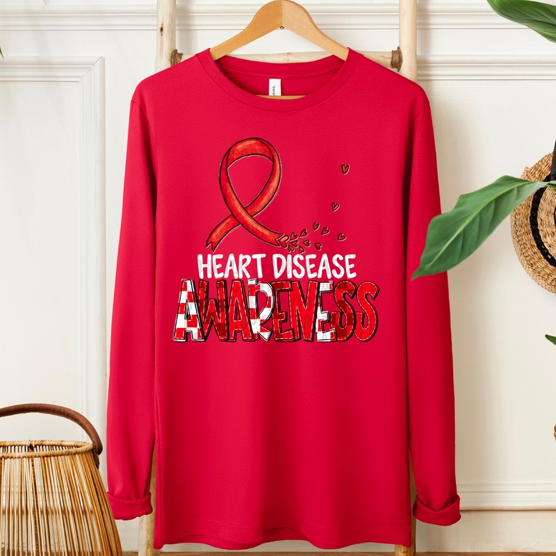 AWARENESS HEART DISEASE WHITE|Pocket 4″|Infant 6″|Toddler 7″|Youth 8.5″|Adult 11″|Adult 12″