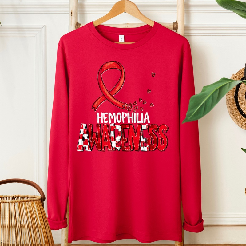 AWARENESS HEMOPHILIA WHITE|Pocket 4″|Infant 6″|Toddler 7″|Youth 8.5″|Adult 11″|Adult 12″
