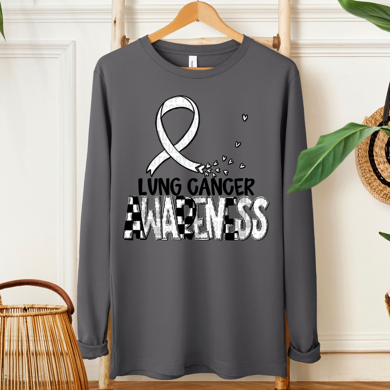 AWARENESS LUNG CANCER BLK|Pocket 4″|Infant 6″|Toddler 7″|Youth 8.5″|Adult 11″|Adult 12″
