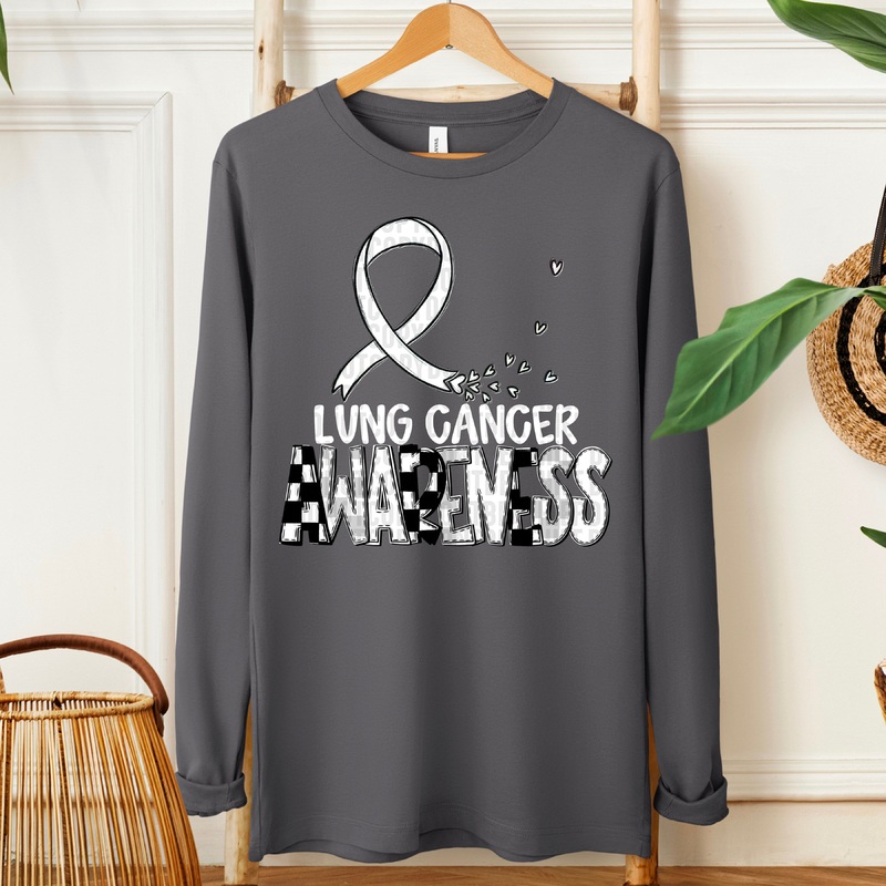 AWARENESS LUNG CANCER WHITE|Pocket 4″|Infant 6″|Toddler 7″|Youth 8.5″|Adult 11″|Adult 12″