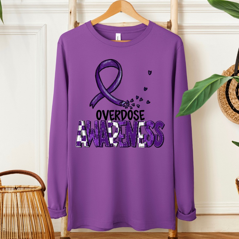 AWARENESS OVERDOSE BLK|Pocket 4″|Infant 6″|Toddler 7″|Youth 8.5″|Adult 11″|Adult 12″