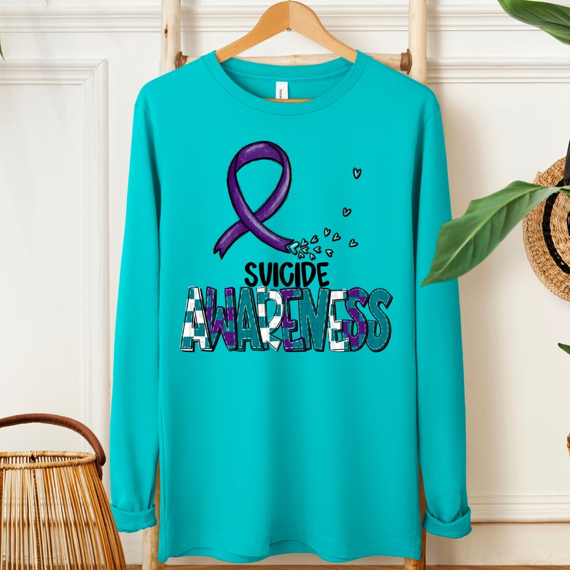 AWARENESS SUICIDE BLK|Pocket 4″|Infant 6″|Toddler 7″|Youth 8.5″|Adult 11″|Adult 12″