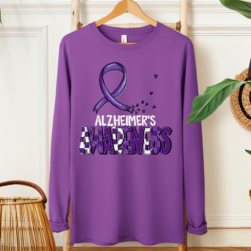 AWARENESS ALZHEIMERS WHITE|Pocket 4″|Infant 6″|Toddler 7″|Youth 8.5″|Adult 11″|Adult 12″