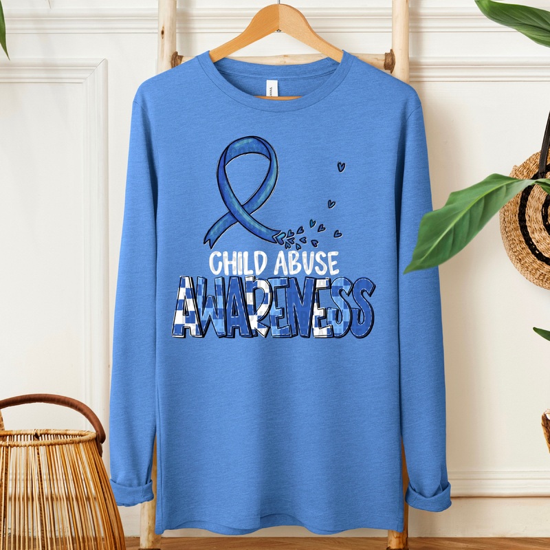 AWARENESS CHILD ABUSE WHITE|Pocket 4″|Infant 6″|Toddler 7″|Youth 8.5″|Adult 11″|Adult 12″
