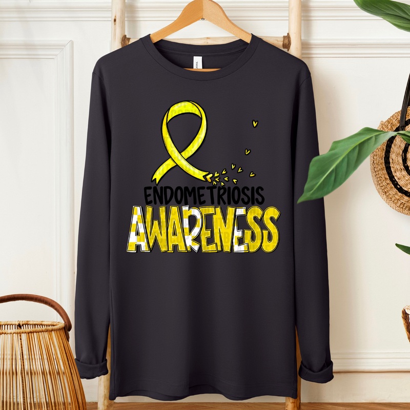 AWARENESS ENDOMETRIOSIS BLK|Pocket 4″|Infant 6″|Toddler 7″|Youth 8.5″|Adult 11″|Adult 12″