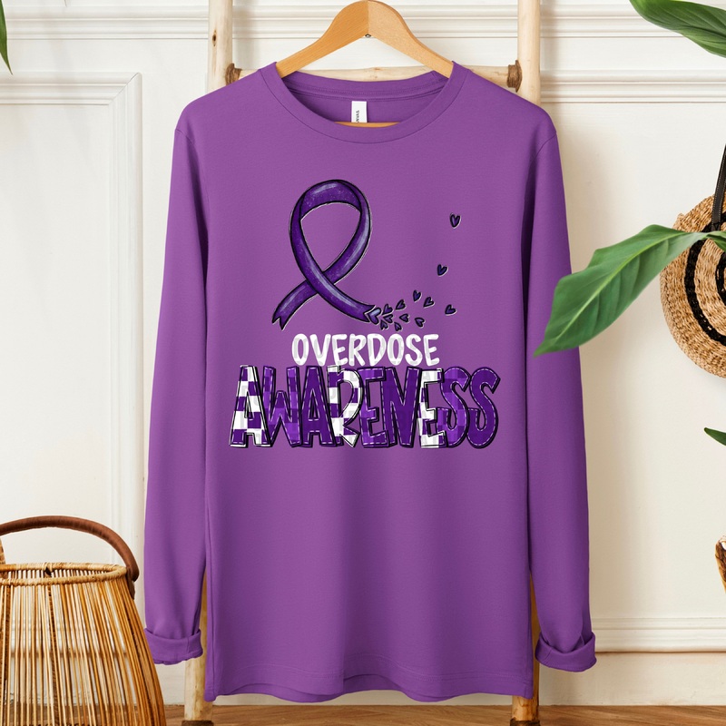 AWARENESS OVERDOSE WHITE|Pocket 4″|Infant 6″|Toddler 7″|Youth 8.5″|Adult 11″|Adult 12″