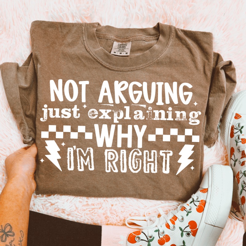 NOT ARGUING WHITE|Pocket 4″|Infant 6″|Toddler 7″|Youth 8.5″|Adult 11″|Adult 12″