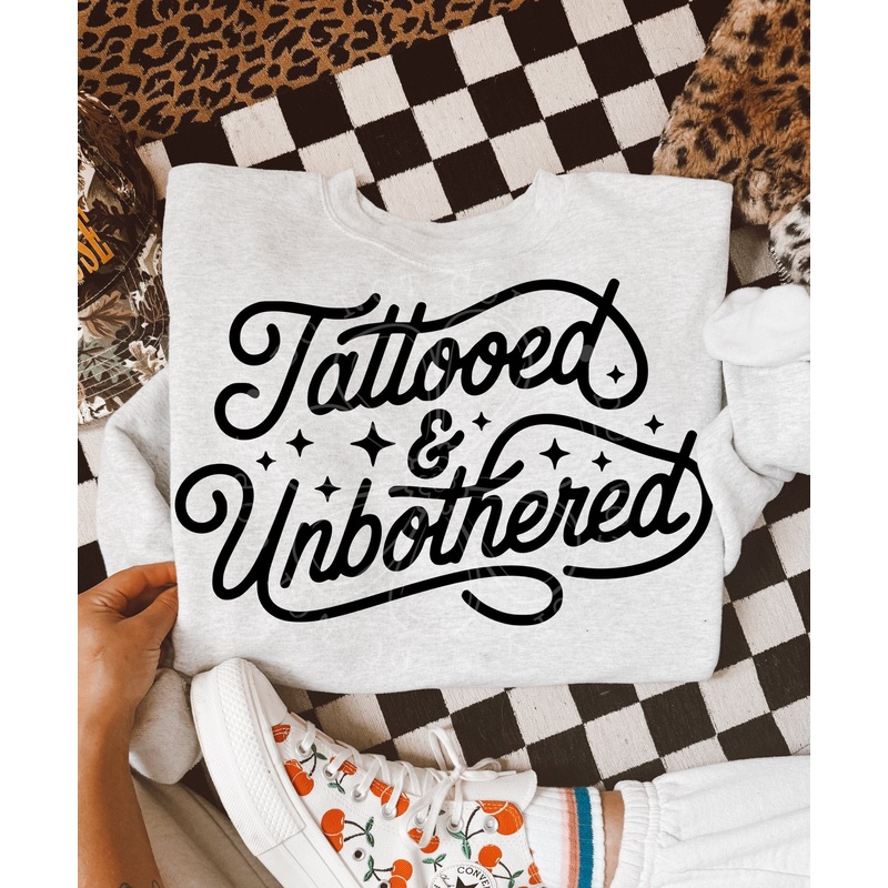 TATTOOED & UNBOTHERED|Pocket 4″|Infant 6″|Toddler 7″|Youth 8.5″|Adult 11″|Adult 12″