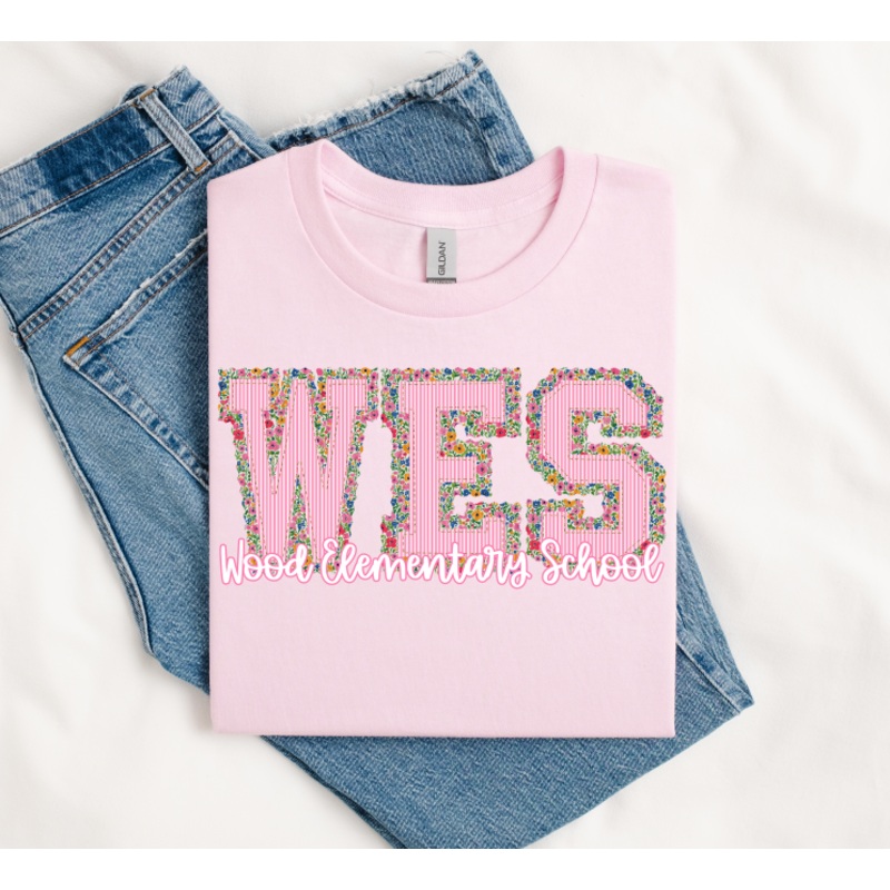 WES WOOD ELEMENTARY SCHOOL PINK FLORAL PREPSTER