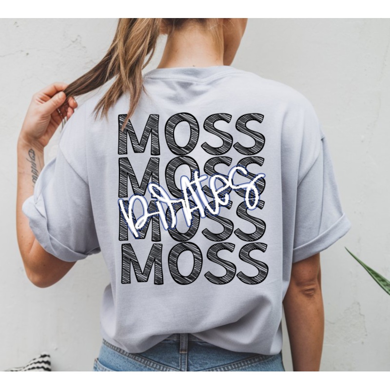 STACKED SKETCHY MASCOT MOSS PIRATES BLACK