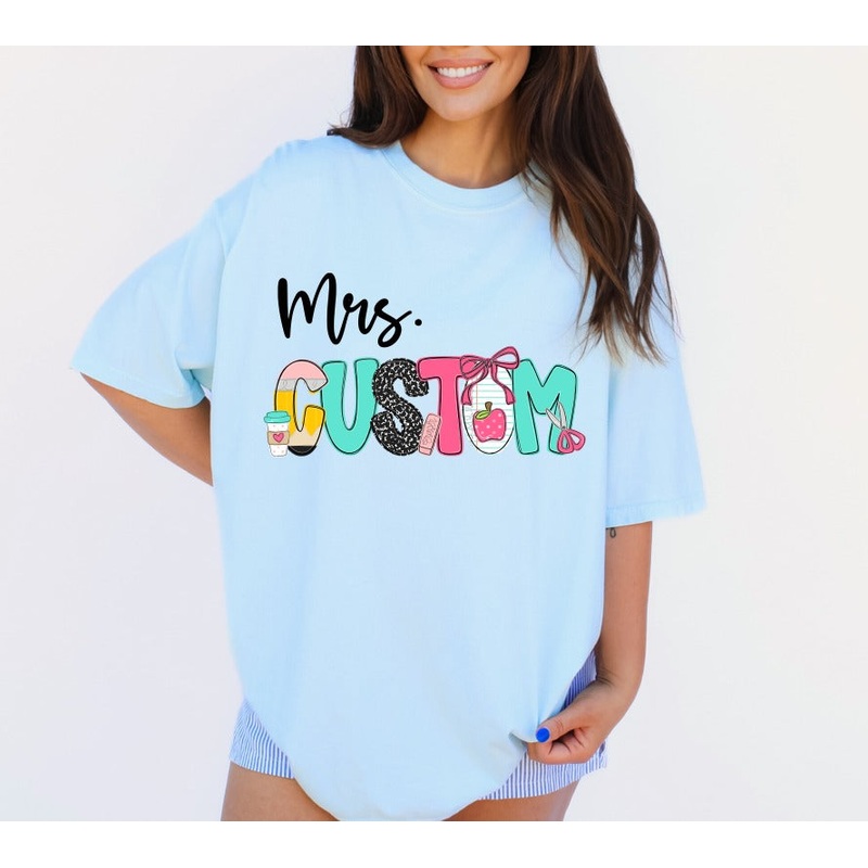 TEACH ME ALPHABET CUSTOMS|Youth|Adult|Mockup|Common Title – Teacher – Nurse – etc.|Custom Name