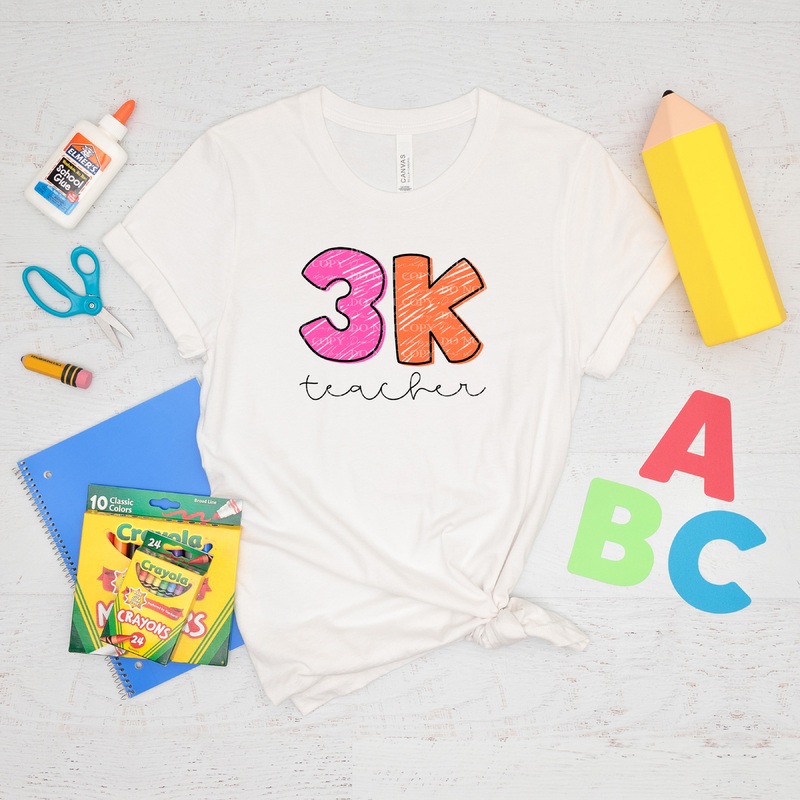 3K TEACHER SKETCHY SCHOOL COR|Pocket 4″|Infant 6″|Toddler 7″|Youth 8.5″|Adult 11″|Adult 12″