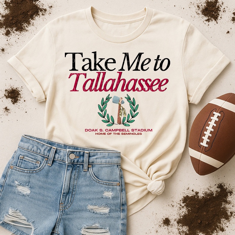 TAKE ME TO TALLAHASSEE|Pocket 4″|Infant 6″|Toddler 7″|Youth 8.5″|Adult 11″|Adult 12″