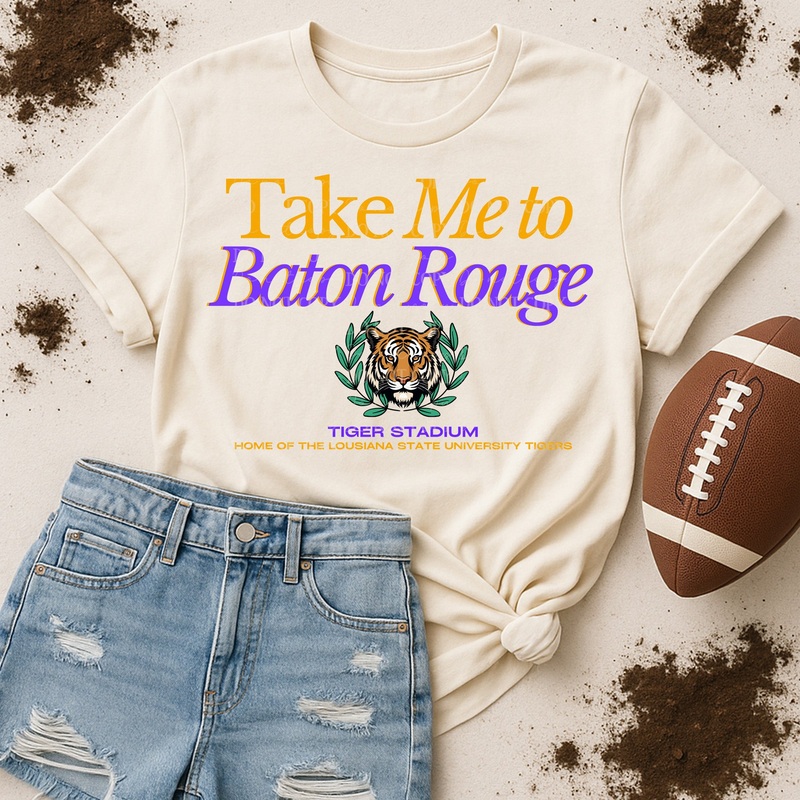 TAKE ME TO BATON ROUGE|Pocket 4″|Infant 6″|Toddler 7″|Youth 8.5″|Adult 11″|Adult 12″