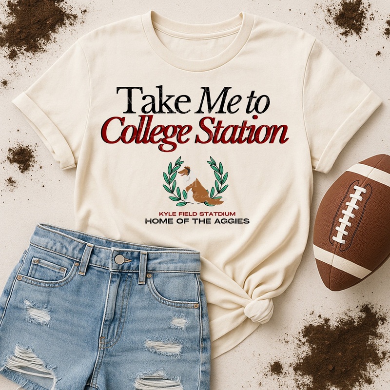 TAKE ME TO COLLEGE STATION|Pocket 4″|Infant 6″|Toddler 7″|Youth 8.5″|Adult 11″|Adult 12″