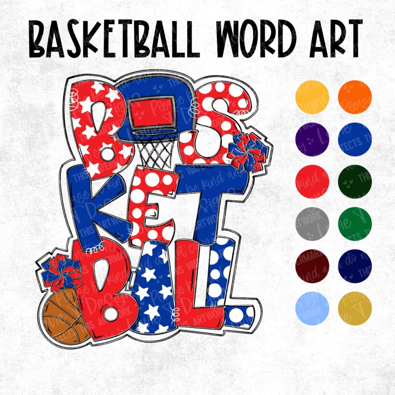 BASKETBALL WORD ART CUSTOM|Youth 8.5|Adult 11″|Adult 12″|Mockup