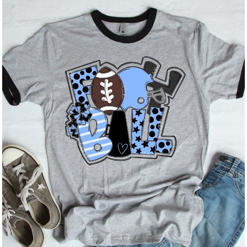 FOOTBALL WORD ART COLUMBIA BLUE