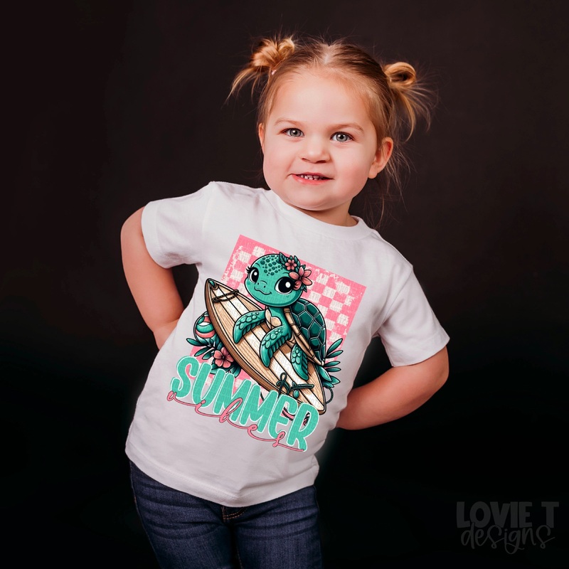 SUMMER VIBES TURTLE|Pocket 3.5″-4″|Infant|Toddler|Youth 8.5|Adult 11″|Adult 12″