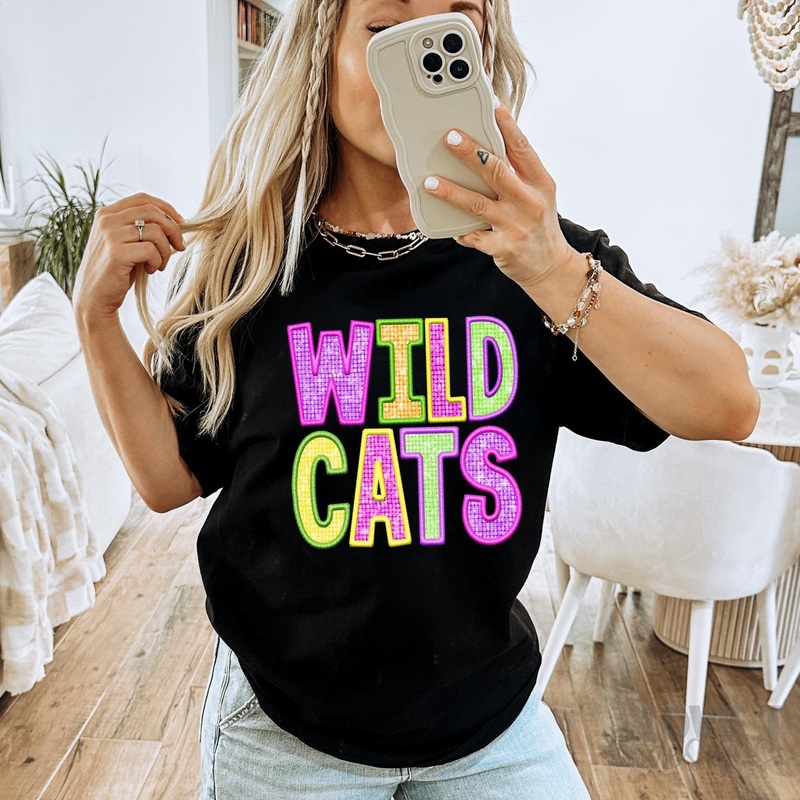 WILDCATS FAUX EMBROIDERY AND BLING