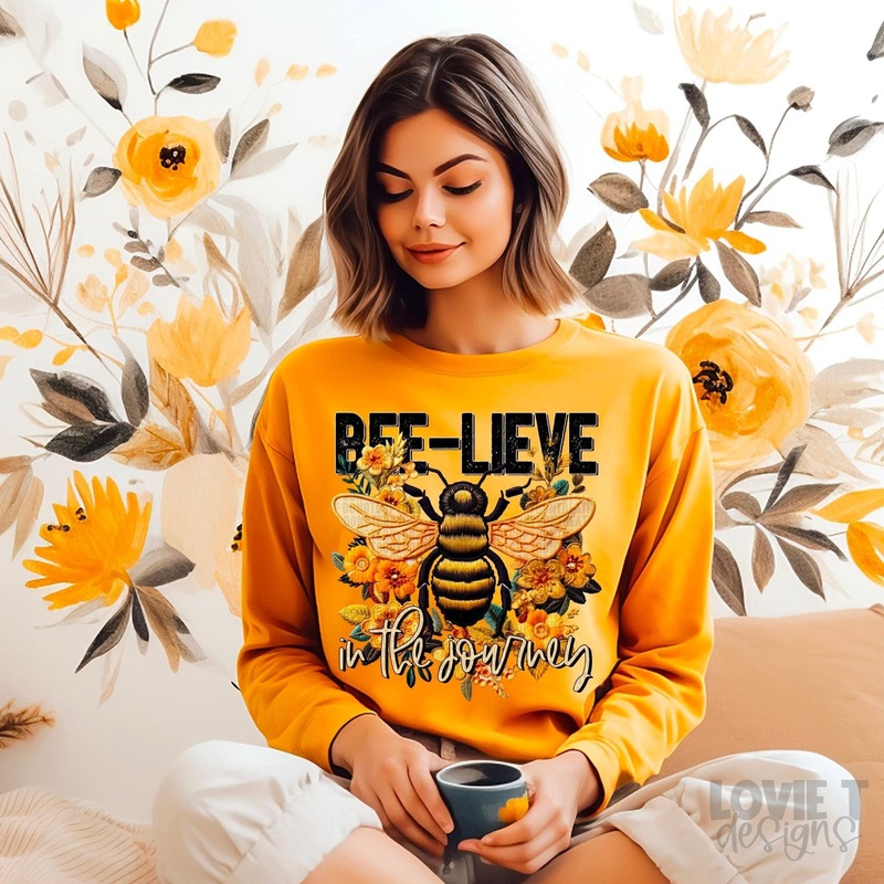 BEE LIEVE IN THE JOURNEY|Pocket 3.5″-4″|Infant|Toddler|Youth 8.5|Adult 11″|Adult 12″