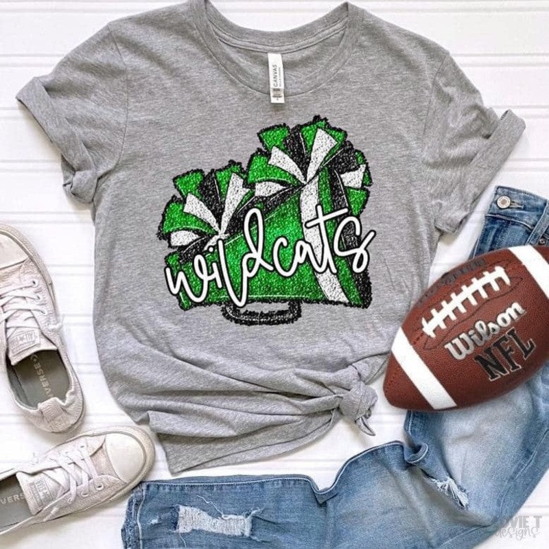 Cheer Poms And Megaphones Faux Sequin