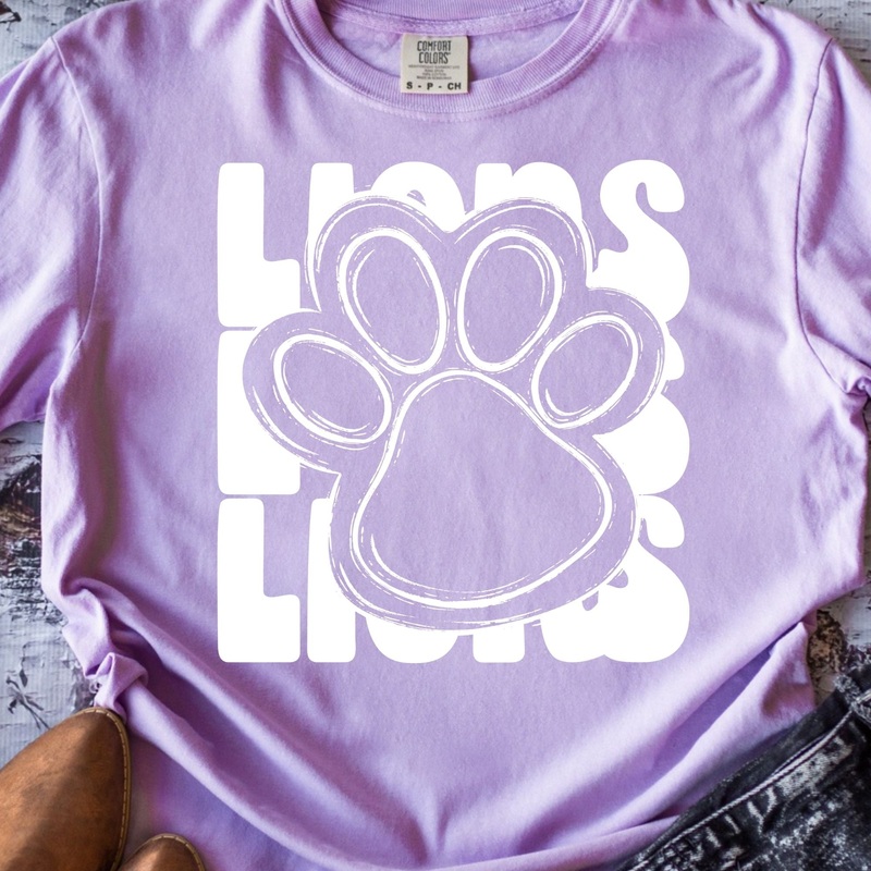 Stacked Mascots Lions Paw White