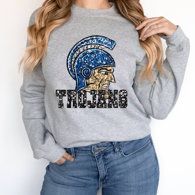 Trojans Black On Blue Faux Sequins