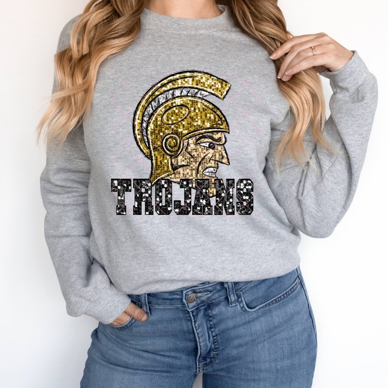 Trojans Black On Gold Faux Sequins