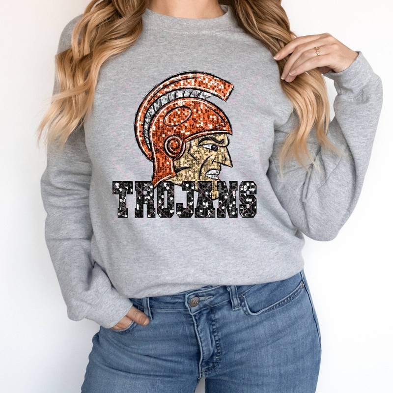 Trojans Black On Orange Faux Sequins