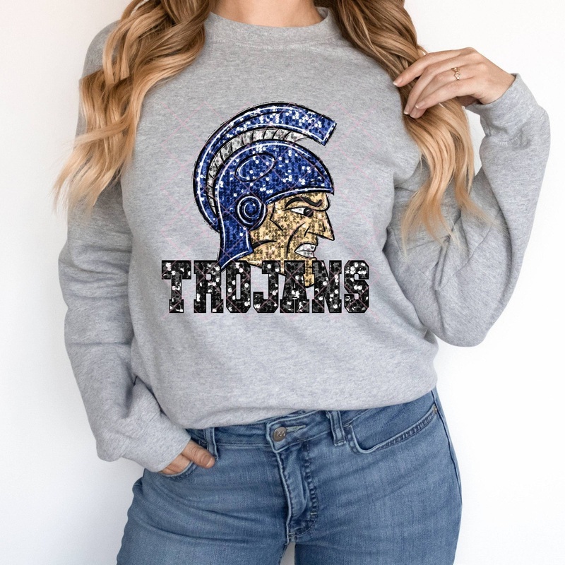 Trojans Black On Royal Faux Sequins