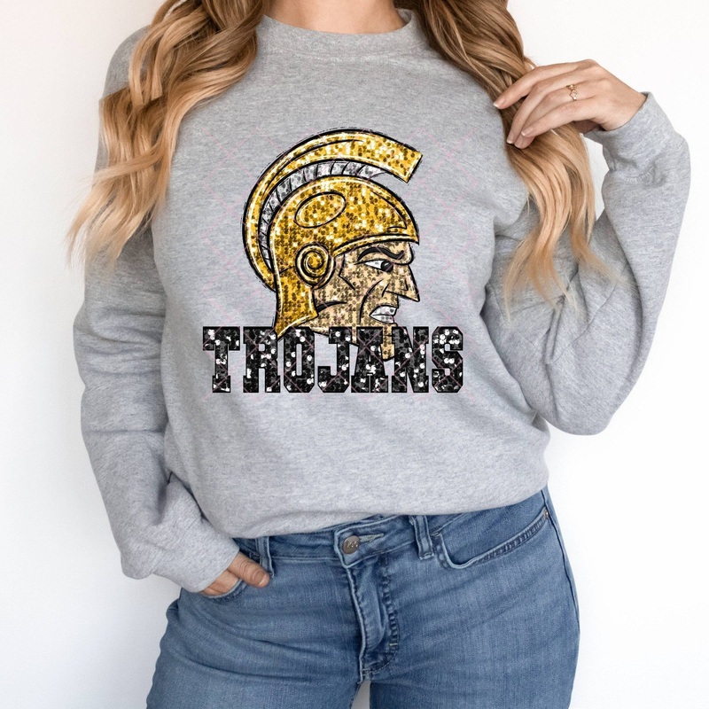 Trojans Black On Yellow Gold Faux Sequins