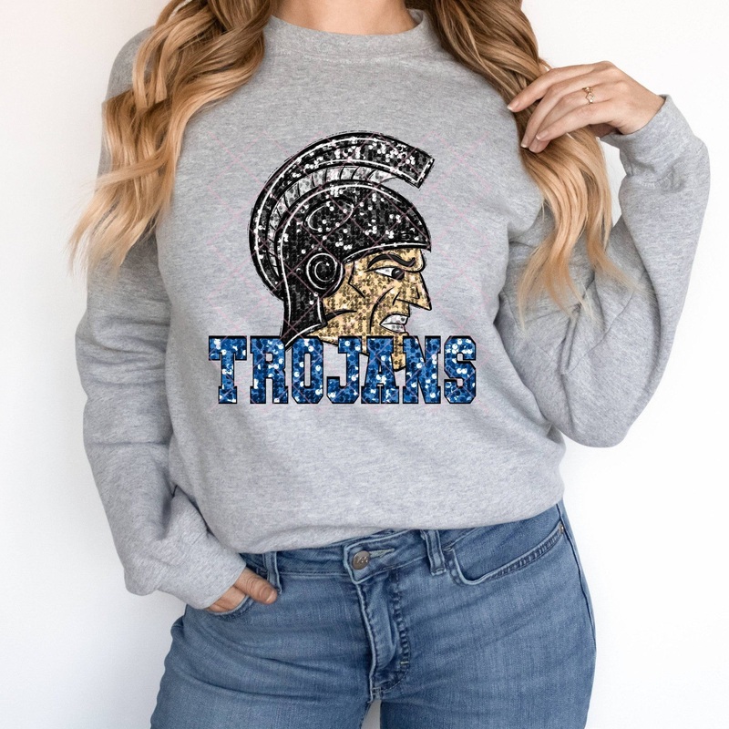 Trojans Blue On Black|Pocket 3.5″-4″|Infant|Toddler|Youth 8.5|Adult 11″|Adult 12″