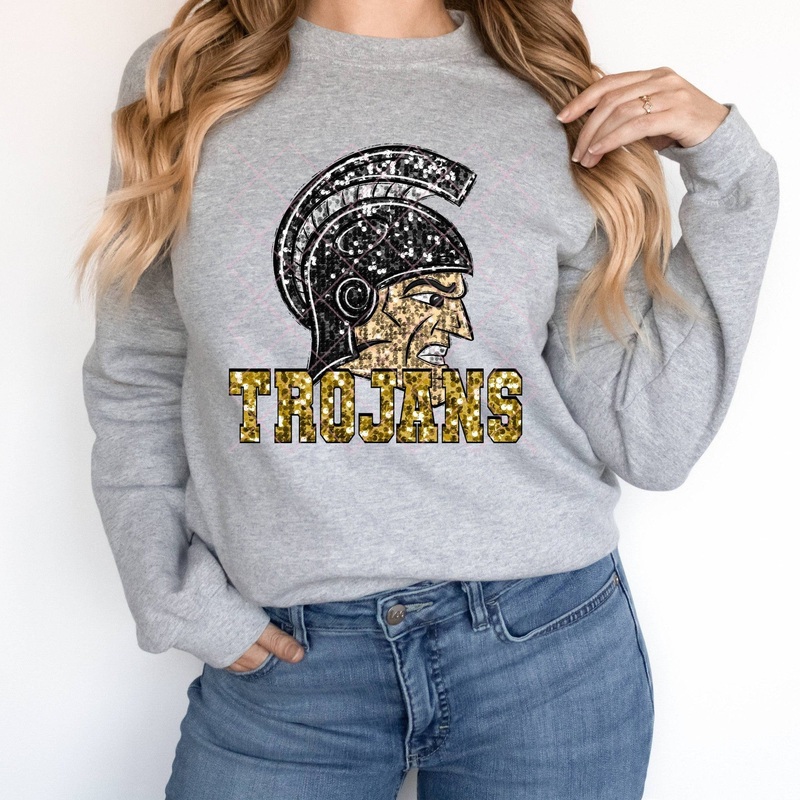 Trojans Gold On Black Faux Sequins