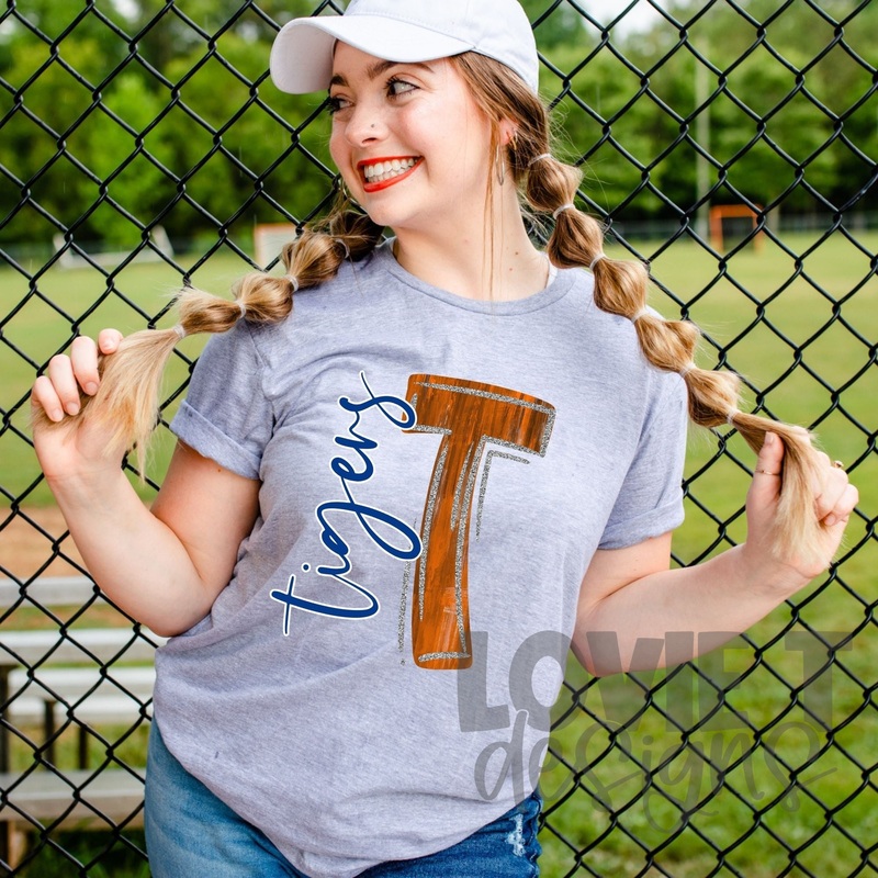 Orange And Silver T Tigers|Pocket 3.5″-4″|Infant|Toddler|Youth 8.5|Adult 11″|Adult 12″