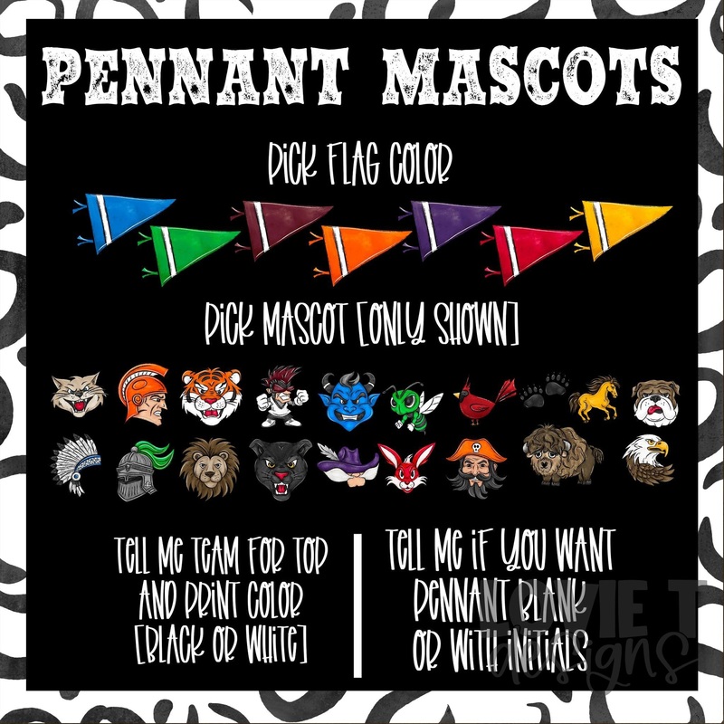 Pennant Mascots|Pocket 3.5″-4″|Infant|Toddler|Youth 8.5|Adult 11″|Adult 12″