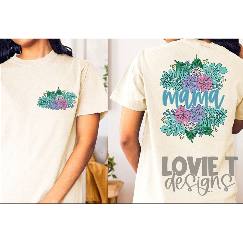 Split Floral Mama Crewel|Front Pocket Shown in Mockup 3.5″-4″|Infant|Toddler|Youth 8.5|Adult 11″|Adult 12″
