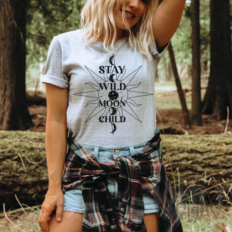 Stay Wild Moonchild|Pocket 3.5″-4″|Infant|Toddler|Youth 8.5|Adult 11″|Adult 12″
