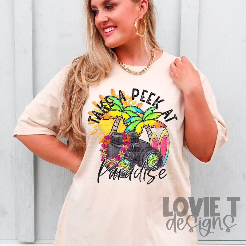 TAKE A PEEK AT PARADISE|Pocket 3.5″-4″|Infant|Toddler|Youth 8.5|Adult 11″|Adult 12″