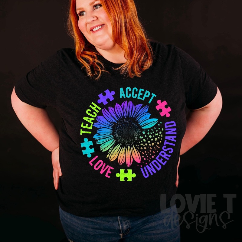 Teach Accept Understand Love|Pocket 3.5″-4″|Infant|Toddler|Youth 8.5|Adult 11″|Adult 12″