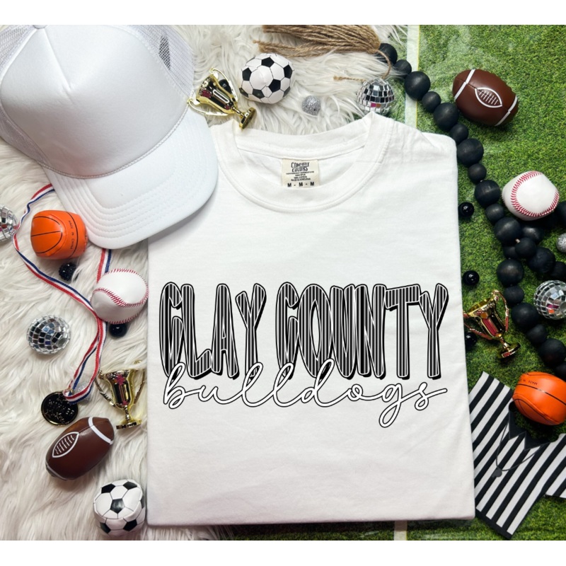 CUSTOM SEERSUCKER CLAY COUNTY BULLDOGS BLACK SEERSUCKER