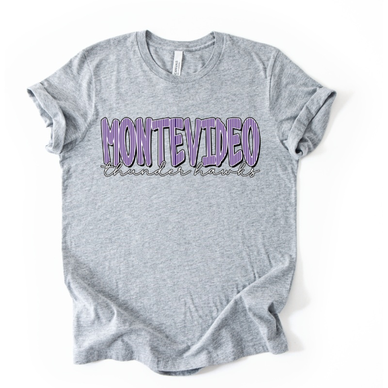 CUSTOM SEERSUCKER WORD MONTEVIDEO THUNDER HAWKS PURPLE