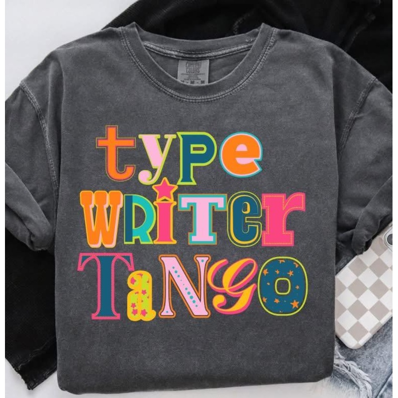 TYPEWRITER TANGO CUSTOM WORD|Youth|Adult|Mockup|Single – Two Lines|Two or More Lines