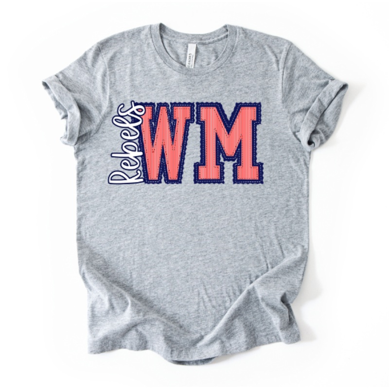 TWO INITIALS PREPSTER WM REBELS NAVY BASE RED TOP ON SIDE