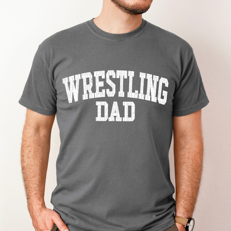 WRESTLING DAD WHITE|Pocket 4″|Infant 6″|Toddler 7″|Youth 8.5″|Adult 11″|Adult 12″