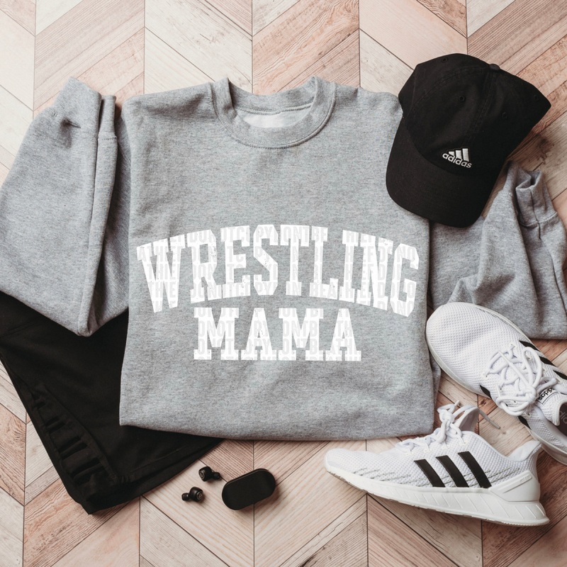 WRESTLING MAMA WHITE|Pocket 4″|Infant 6″|Toddler 7″|Youth 8.5″|Adult 11″|Adult 12″